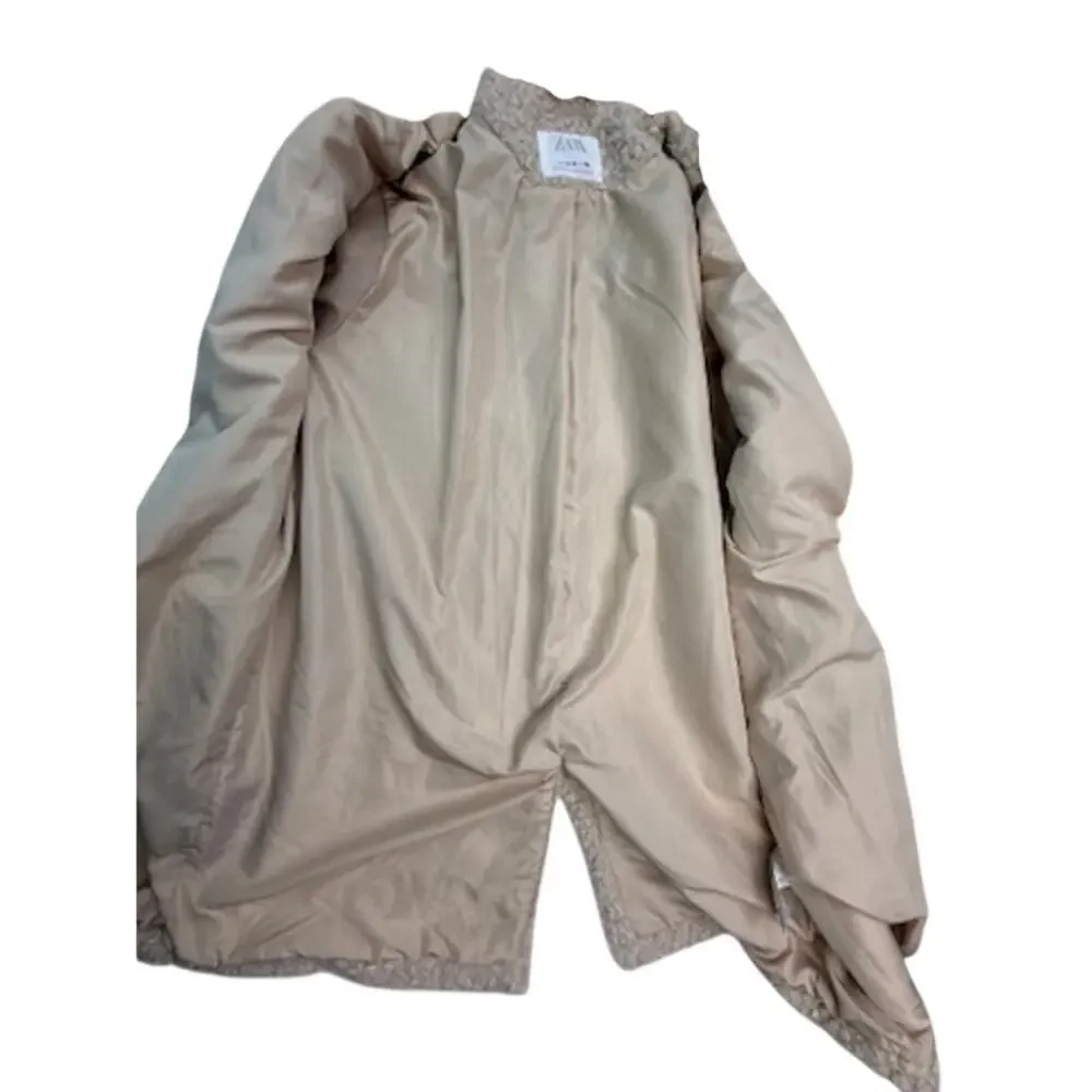 ZARA Bouclé Teddy Sherpa Coat Beige – Size 13–14 (Women’s XS/S Fit) - Picture 12 of 13